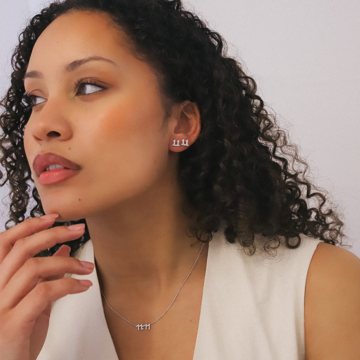 Laila 11:11 Stud Earrings | Silver