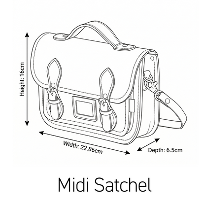 Leather Midi Satchel - White