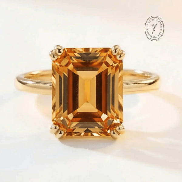 Gold or Silver Vintage Citrine Gemstone Ring - Isla