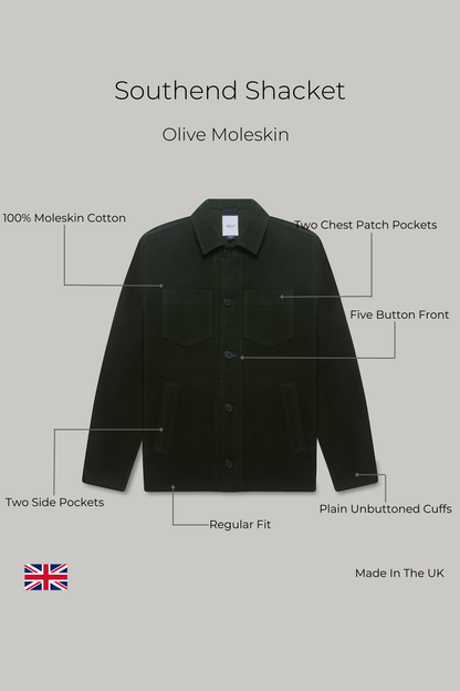 Southend Shacket Unlined - Olive Moleskin