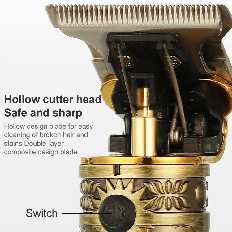 VGR V-228 5W USB Retro Engraving Hair Clipper with LED Digital Display (Bronze)