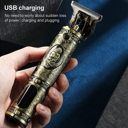 VGR V-228 5W USB Retro Engraving Hair Clipper with LED Digital Display (Silver)