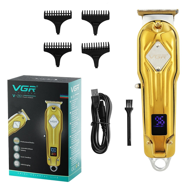 VGR V-261 8W USB Metal Professional Hair Clipper with LED Digital Display (Silver)