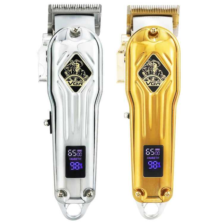 VGR V-267 10W USB Metal Hair Clipper with LED Digital Display & 5 Gears Adjustment (Silver)