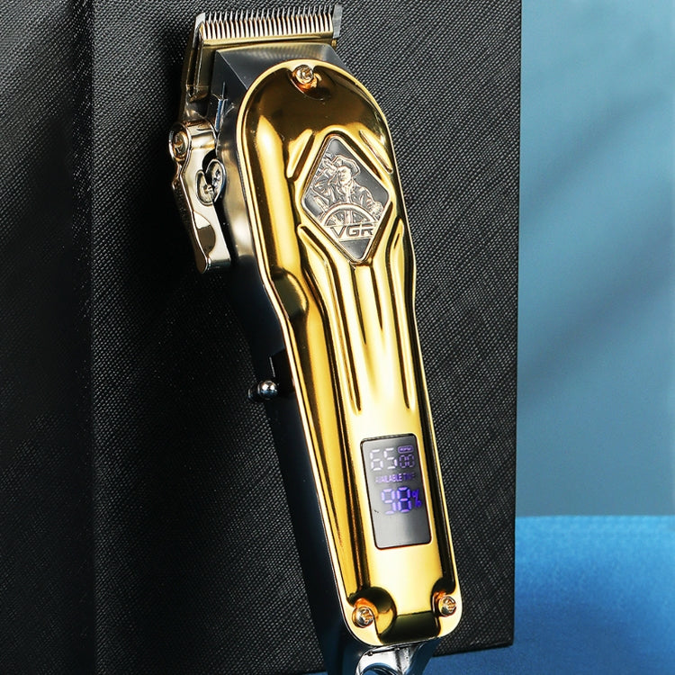 VGR V-267 10W USB Metal Hair Clipper with LED Digital Display & 5 Gears Adjustment (Gold)