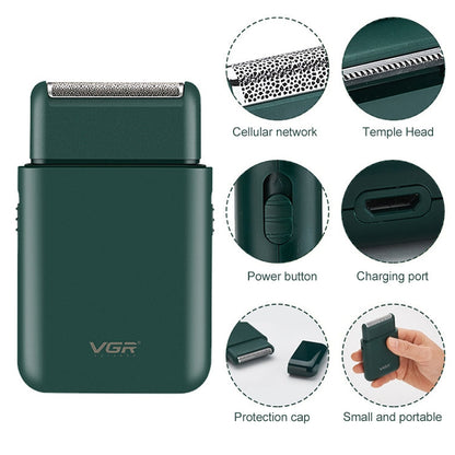 VGR V-390 5W USB Portable Reciprocating Electric Shaver (Black)