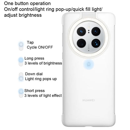 For HUAWEI Mate 50 Pro Original HUAWEI Ring Flash Smart Phone Case(White)