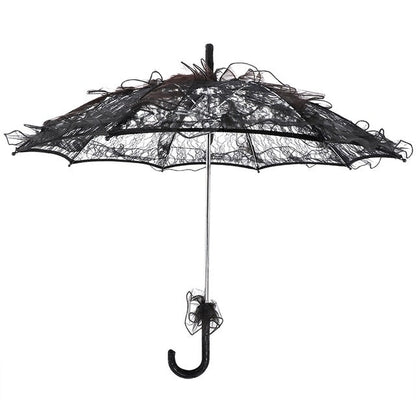 Wedding Parties Bridal Lace Cotton Umbrella Dancing Photography Prop Umbrella(Black)