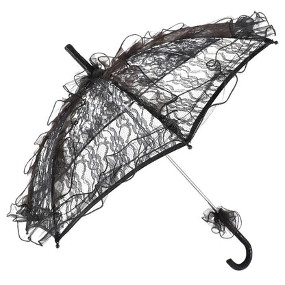 Wedding Parties Bridal Lace Cotton Umbrella Dancing Photography Prop Umbrella(Black)