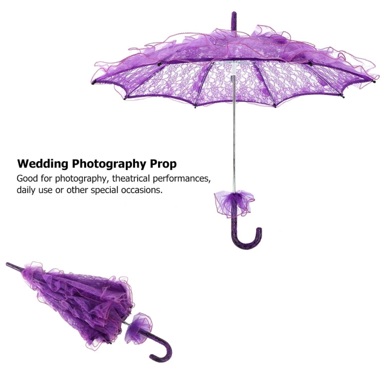 Wedding Parties Bridal Lace Cotton Umbrella Dancing Photography Prop Umbrella(Black)