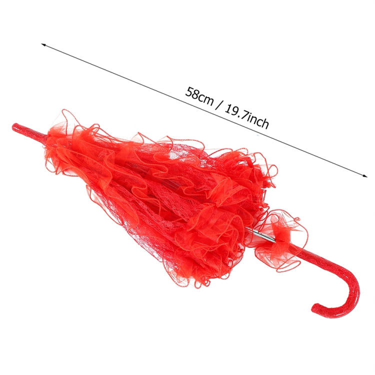 Wedding Parties Bridal Lace Cotton Umbrella Dancing Photography Prop Umbrella(Rose Red)