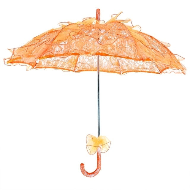 Wedding Parties Bridal Lace Cotton Umbrella Dancing Photography Prop Umbrella(Orange)