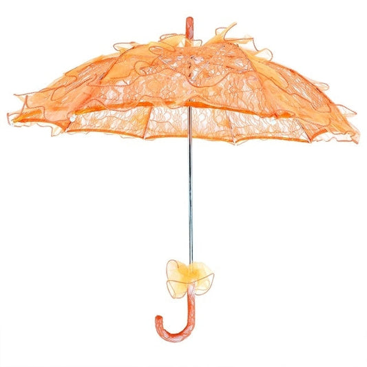 Wedding Parties Bridal Lace Cotton Umbrella Dancing Photography Prop Umbrella(Orange)
