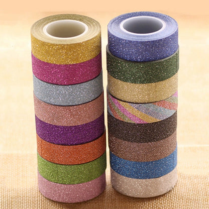 Flash Washi Sticky Paper Tape Label DIY Decorative Tape, Length: 10m(Pink)