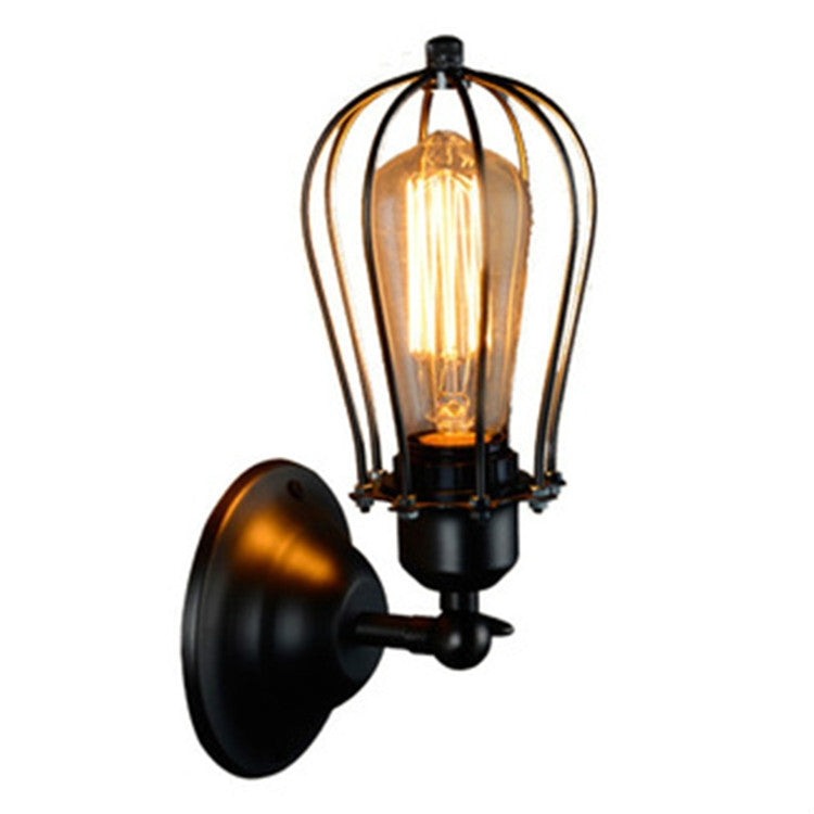 Applique murale LED Rétro en fer forgé avec pamplemousse à double tête, style antique, pour restaurant, couloir, allée, avec ampoule Edison LED 4W (tête unique)