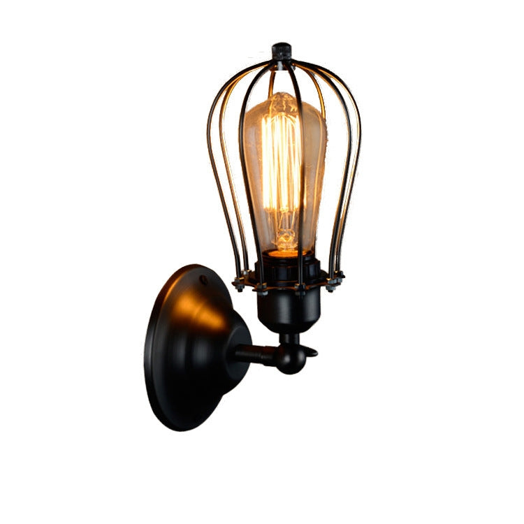 Applique murale LED Rétro en fer forgé avec pamplemousse à double tête, style antique, pour restaurant, couloir, allée, avec ampoule Edison LED 4W (tête unique)