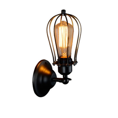 Applique murale LED Rétro en fer forgé avec pamplemousse à double tête, style antique, pour restaurant, couloir, allée, avec ampoule Edison LED 4W (tête unique)