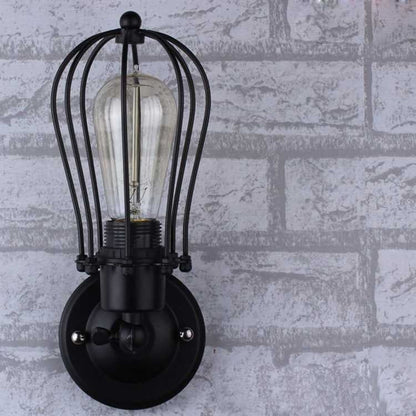 Applique murale LED Rétro en fer forgé avec pamplemousse à double tête, style antique, pour restaurant, couloir, allée, avec ampoule Edison LED 4W (tête unique)