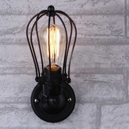 Applique murale LED Rétro en fer forgé avec pamplemousse à double tête, style antique, pour restaurant, couloir, allée, avec ampoule Edison LED 4W (tête unique)