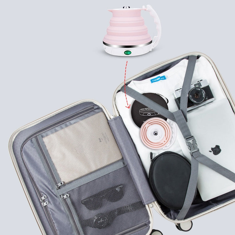 Portable Folding Silicone Intelligent Constant Temperature Travel Camping Electric Kettle, Power cord specification:US Plug(Pink)