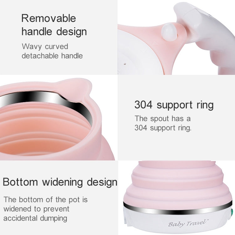 Portable Folding Silicone Intelligent Constant Temperature Travel Camping Electric Kettle, Power cord specification:EU Plug(White)