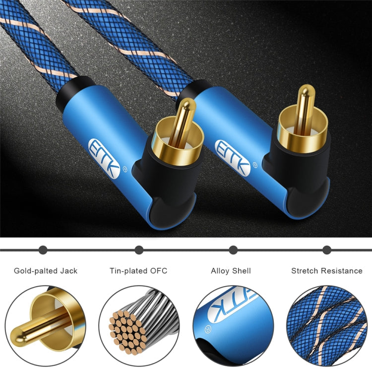 EMK Dual 90-Degree Male To Male Nylon Braided Audio Cable, Cable Length:5m(Blue)