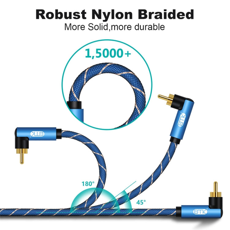 EMK Dual 90-Degree Male To Male Nylon Braided Audio Cable, Cable Length:5m(Blue)