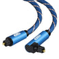Câble audio optique EMK, coudé à 90 degrés, orientable à 360 degrés, en nylon tressé, longueur du câble : 25 m (bleu)