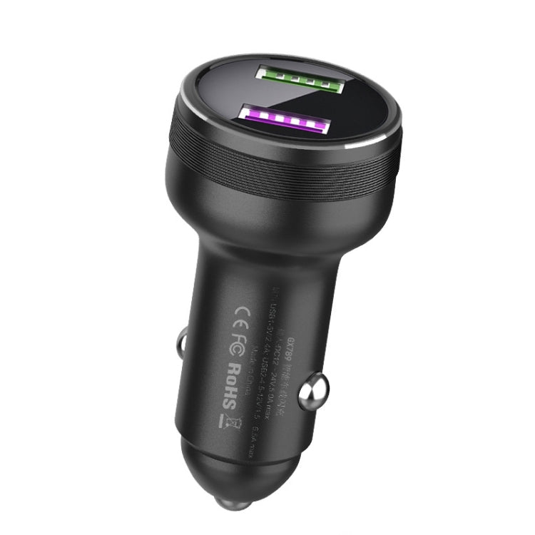 Chargeur de Voiture QIAKEY GX789 Double USB Charge Rapide (Noir)