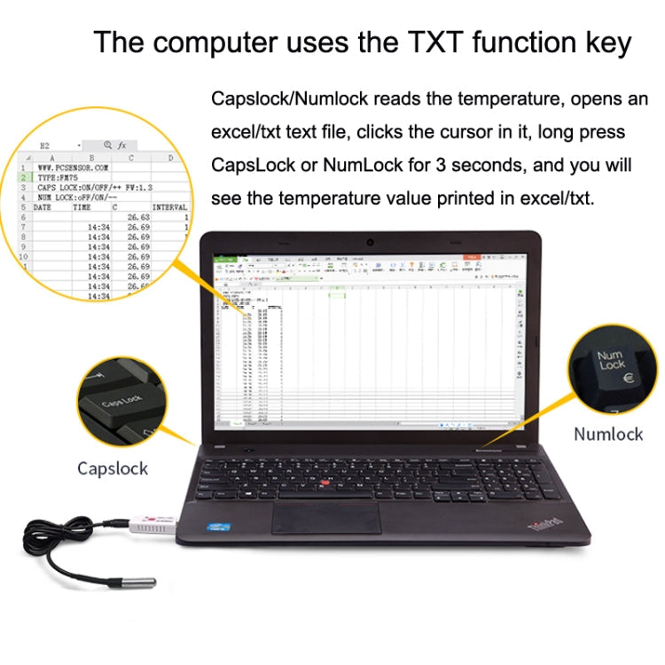 Thermomètre étanche USB TEMPer1F - Sonde de température - Surveillance d'aquarium