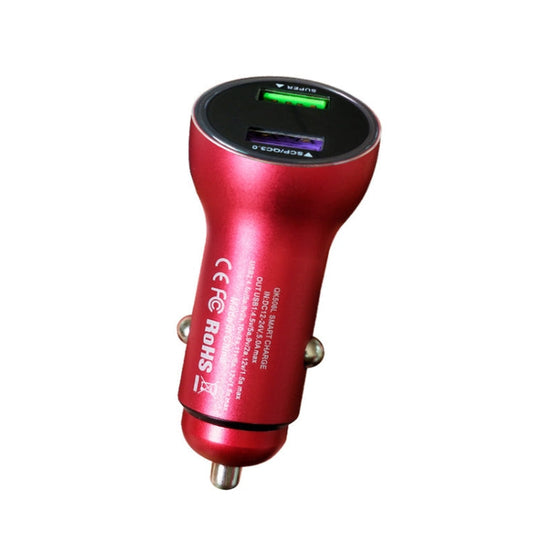 Chargeur de voiture à charge rapide double port QIAKEY QK506L (rouge)