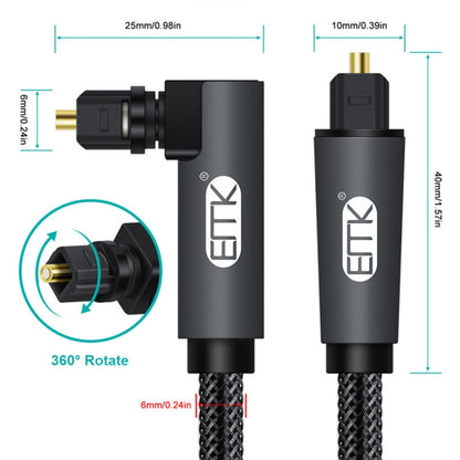 Câble audio optique EMK coudé réglable à 90 degrés avec fiche rotative à 360 degrés en nylon tressé, longueur de câble : 5 m (noir)