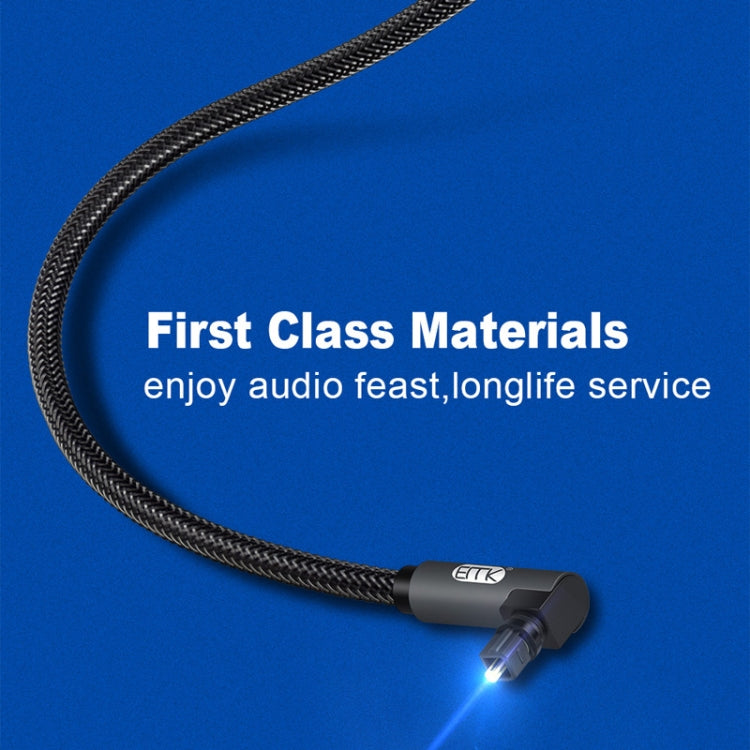 Câble audio optique EMK coudé réglable à 90 degrés avec fiche rotative à 360 degrés en nylon tressé, longueur de câble : 5 m (noir)