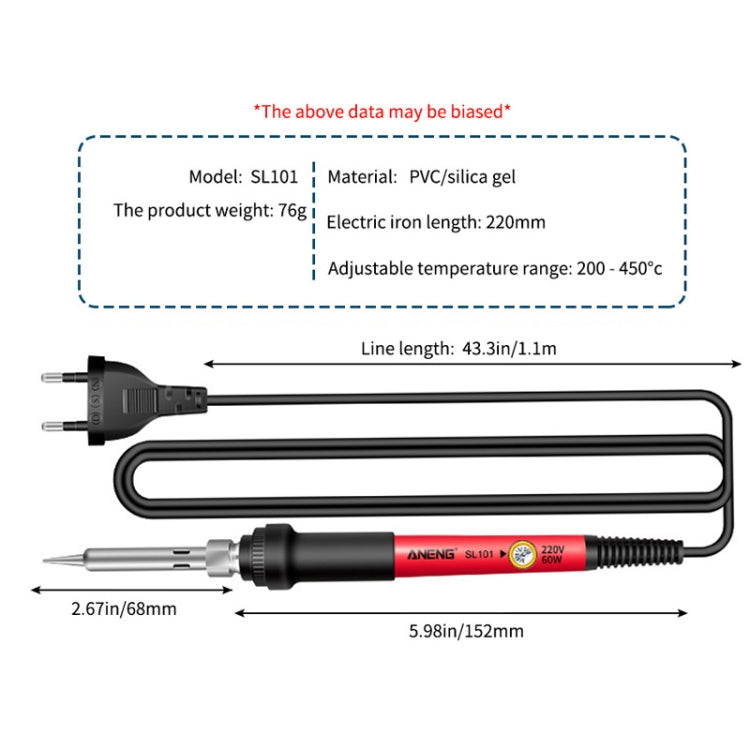 ANENG 60W Adjustable Temperature Electric Soldering Iron Welding Tool, EU Plug(SL101)
