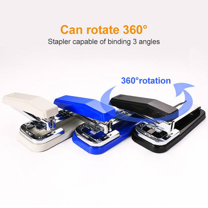 Deli 0414 Stapler Portable Rotatable Stapler 0012 Staple Nail(White)
