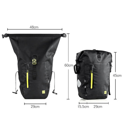 Rhinowalk Bicycle Backpack Full Waterproof Shelf Bag 25L Unilateral Frame Bag Long-distance Travel Bicycle Bag(Black Green)
