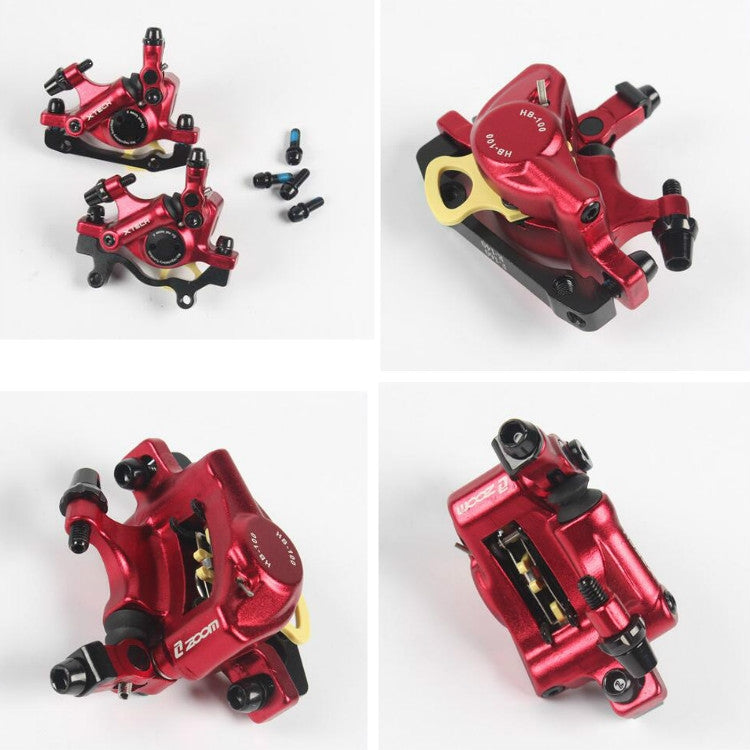 ZOOM HB100 Mountain Bike Hydraulic Brake Caliper Folding Bike Cable Pull Hydraulic Disc Brake Caliper, Style:Front(Blue)