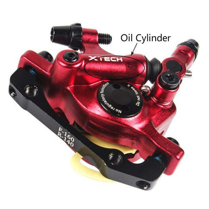 ZOOM HB100 Mountain Bike Hydraulic Brake Caliper Folding Bike Cable Pull Hydraulic Disc Brake Caliper, Style:Rear(Red)