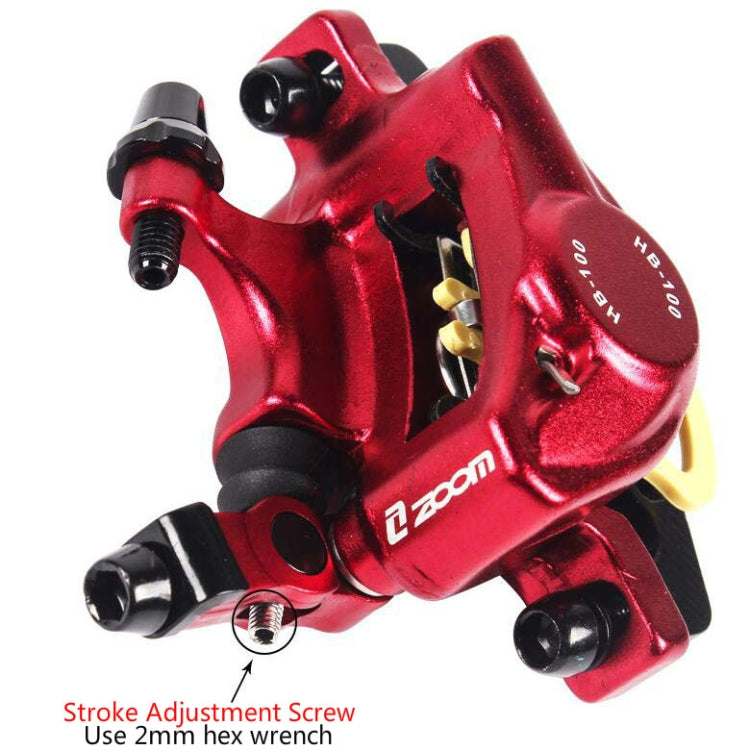 ZOOM HB100 Mountain Bike Hydraulic Brake Caliper Folding Bike Cable Pull Hydraulic Disc Brake Caliper, Style:Front and Rear(Red)