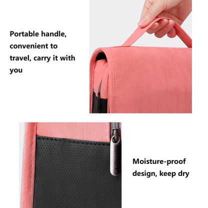 Travelsky Travel Storage Waterproof Pu Cosmetic Bag Multifunctional Folding Large Capacity Toiletry Bag(Coral Orange)