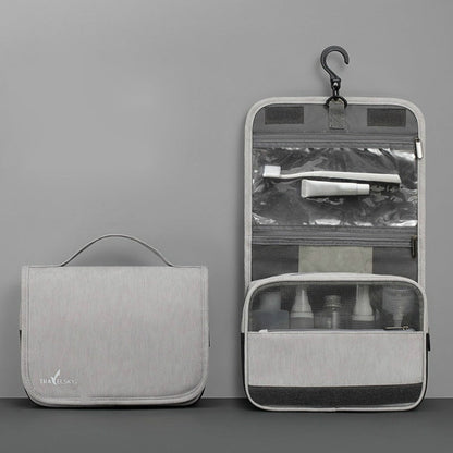 Travelsky Travel Storage Waterproof Pu Cosmetic Bag Multifunctional Folding Large Capacity Toiletry Bag(Stone Gary)