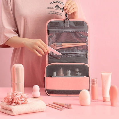 Travelsky Travel Storage Waterproof Pu Cosmetic Bag Multifunctional Folding Large Capacity Toiletry Bag(Stone Gary)