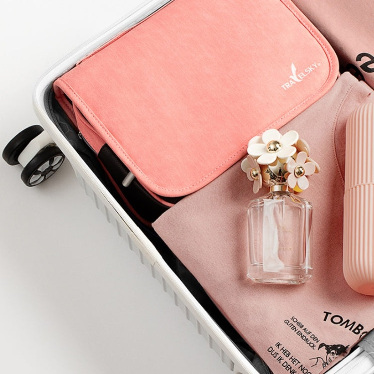 Travelsky Travel Storage Waterproof Pu Cosmetic Bag Multifunctional Folding Large Capacity Toiletry Bag(Stone Gary)