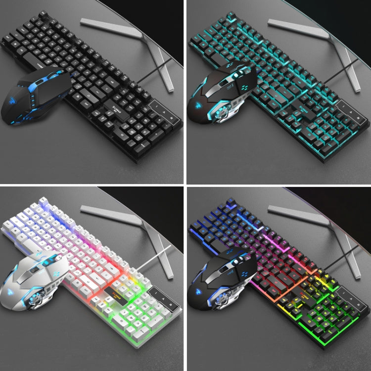 X-L SWAB GX50 Computer Manipulator Feel Wired Keyboard + Macro Programming Mouse, Color： Black Ice Blue