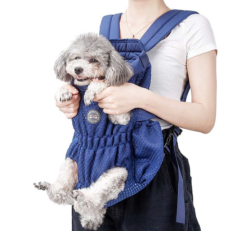 Sac à dos de transport pour animaux de compagnie Doglemi, sac à bandoulière pour chien, maille respirante pour chien et chat, taille : M (bleu)
