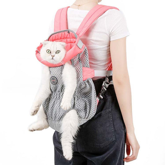 Sac à dos de transport pour animaux de compagnie Doglemi, sac de poitrine respirant en maille pour chien et chat, taille : M (rose gris)