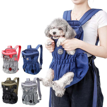 Sac à dos de transport pour animaux de compagnie Doglemi, sac à bandoulière pour chien, maille respirante pour chien et chat, taille : M (bleu)