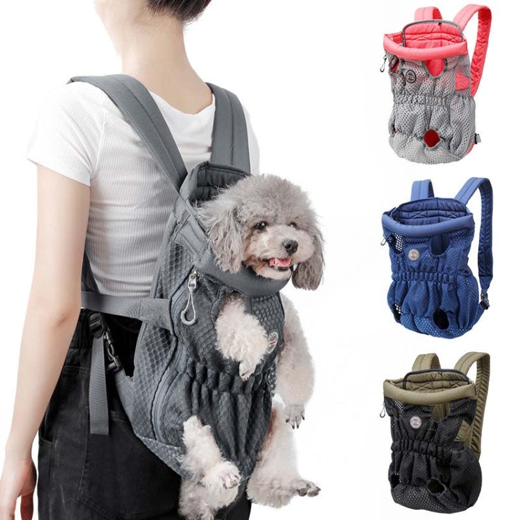 Sac à dos de transport pour animaux de compagnie Doglemi, sac à bandoulière pour chien, maille respirante pour chien et chat, taille : M (bleu)