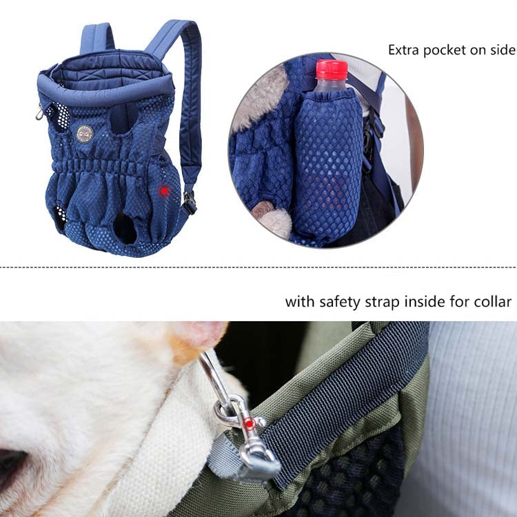 Sac à dos de transport pour animaux de compagnie Doglemi, sac à bandoulière pour chien, maille respirante pour chien et chat, taille : M (bleu)