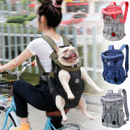 Sac à dos de transport pour animaux de compagnie Doglemi, sac à bandoulière pour chien, maille respirante pour chien et chat, taille : M (bleu)